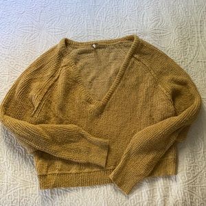 Free People yellow crop top sweater